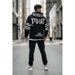 Trening barbati slim fit negru Pantaloni + hanorac 162 11-1 imagine