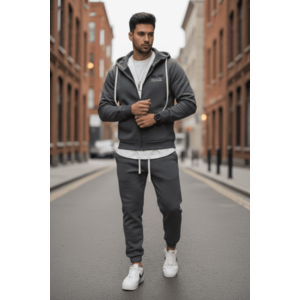 Trening barbati slim fit gri Pantaloni + hanorac 166 5-2.2 imagine