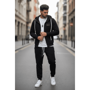 Trening barbati slim fit negru Pantaloni + hanorac 166 4-2.2 imagine