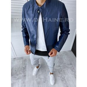 Geaca barbati bleumarin piele ecologica B2828 D0-1 imagine