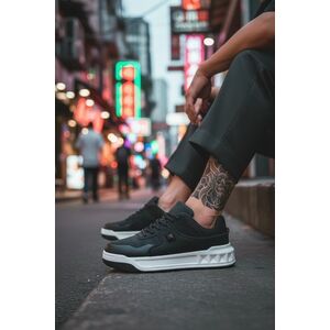 Adidasi barbati casual negri cu alb VLT L75 imagine