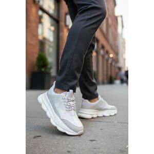 Adidasi barbati casual albi L21 N4-4 imagine