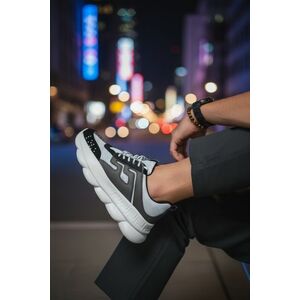 Adidasi barbati casual albi cu negru L21 imagine