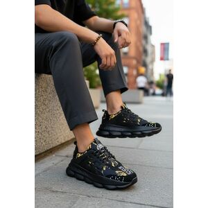 Adidasi barbati casual negri cu auriu L21 N4-4 imagine