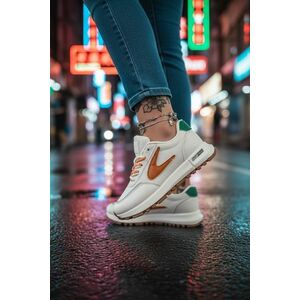 Adidasi dama casual albi cu portocaliu 266 imagine