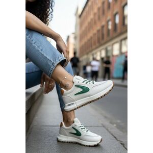 Adidasi dama casual albi cu verde 266 imagine