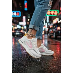 Adidasi dama casual albi cu roz 266 imagine