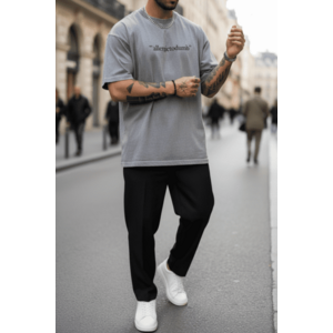 Tricou barbati gri oversize premium Y110 11-4.1 imagine