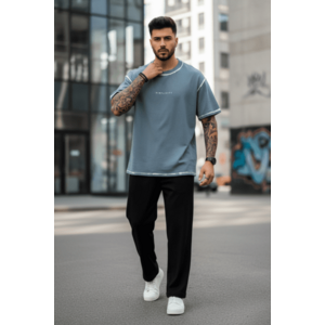 Tricou barbati gri oversize premium Y218 11-3.1 imagine