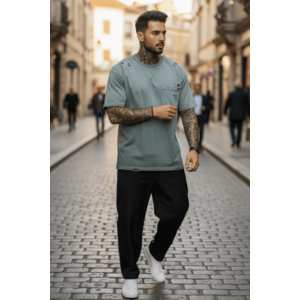 Tricou barbati gri degrade oversize premium Y003 11-4.2 imagine