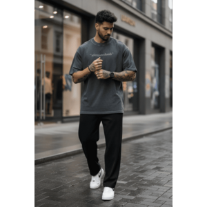Tricou barbati gri degrade oversize premium Y110 11-4.1 imagine