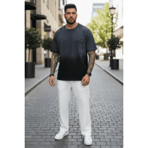 Tricou barbati negru degrade oversize premium Y003 11-2.1 imagine