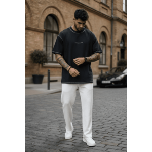 Tricou barbati negru oversize premium Y218 11-3.2 imagine