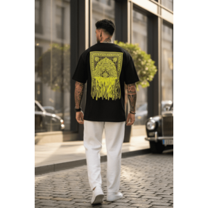 Tricou barbati negru oversize premium Y262 11-5.2 imagine