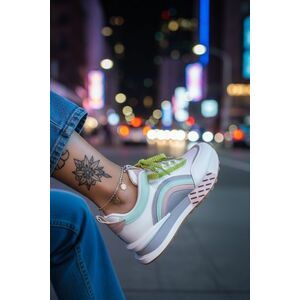 Adidasi dama casual albi cu roz CL2302 N11-3 imagine