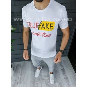 Tricou barbati alb CU MIC DEFECT slim fit ZR DEF1122 imagine