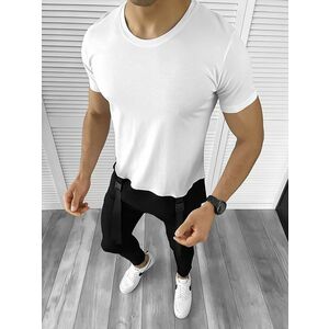 Tricou barbati slim fit alb B1957 imagine