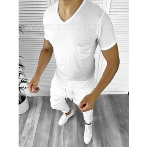 Tricou barbati alb slim fit 2644 imagine