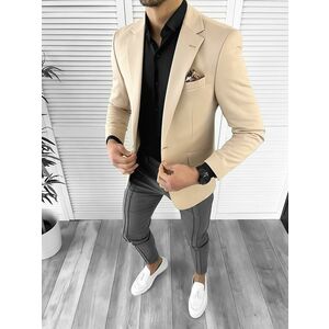 Sacou barbati slim fit bej 10209 O2-2.3 imagine