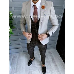 Sacou barbati bej slim fit A3764 O2-2.3 imagine