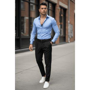 Camasa barbati slim fit albastra B8180 D3-5.1 imagine