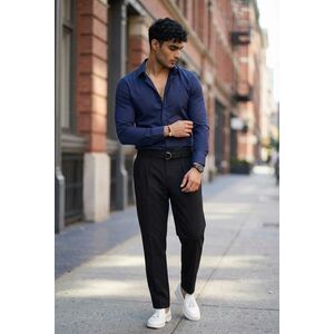 Camasa barbati slim fit bleumarin B8412 imagine