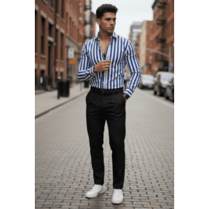 Camasa barbati slim fit dungi B8180 imagine