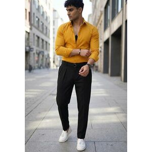 Camasa barbati slim fit mustar B8816 imagine