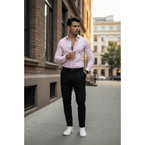 Camasa barbati slim fit roz B8182 imagine
