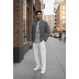 Hanorac barbati slim fit gri 12121 P20-2.1 imagine