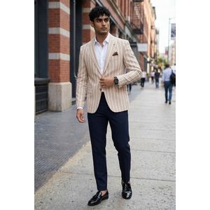 Sacou barbati slim fit dungi b3083 P19-1.3 imagine