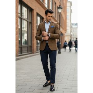 Sacou barbati slim fit in carouri 533 P19-1.1 imagine
