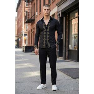 Camasa barbati neagra slim fit pentru evenimente 1334 P20-2.3 imagine