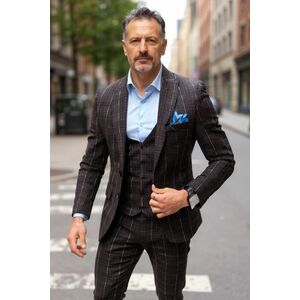 Costum barbati slim fit + Vesta grena 792 48 imagine