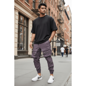 Pantaloni de trening cargo mov conici K006 P02-2.2 imagine