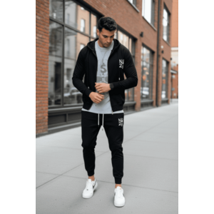 Trening barbati slim fit negru Pantaloni + Hanorac 11691 P19-3.1 imagine