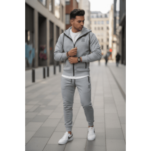 Trening barbati slim fit gri Pantaloni + Hanorac AB031 22A-3.1 imagine