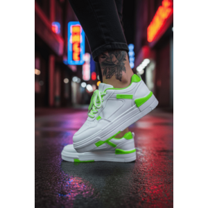 Adidasi dama albi cu verde casual 8002 T15-1 imagine