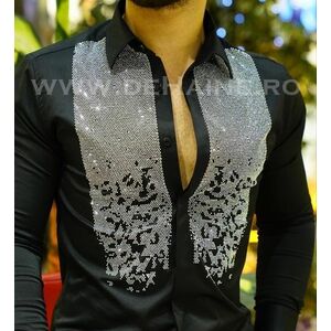 Camasa barbati neagra slim fit B5504 D2-2.4 imagine