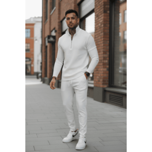 Trening barbati slim fit alb Pantaloni + Hanorac 3344 imagine