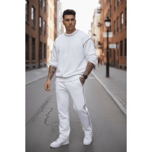Trening barbati slim fit alb Pantaloni + Hanorac K008 28 imagine