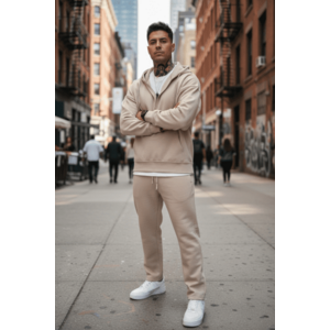 Trening barbati slim fit bej Pantaloni + Hanorac k054 26-1.3 imagine