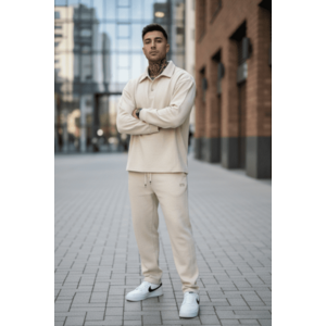 Trening barbati slim fit crem Pantaloni + Hanorac 2618 29-1 imagine