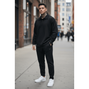 Trening barbati slim fit negru Pantaloni + Hanorac 2618 27 imagine