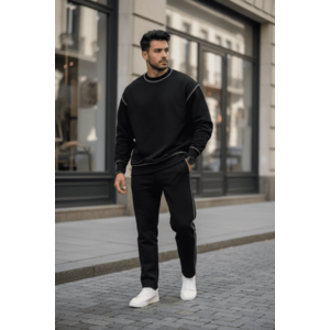 Trening barbati slim fit negru Pantaloni + Hanorac K008 30-5 imagine