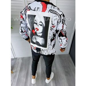 Hanorac barbati slim fit imprimeu K378 P19-4.3 imagine