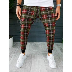 Pantaloni barbati kaki in carouri smart casual ZR CU MIC DEFECT DEF19066 D2-5.3 imagine