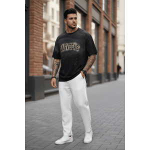 Tricou barbati negru cu imprimeu oversize Y140 6-2.2 imagine