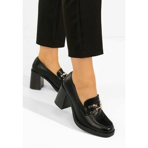 Mocasini cu toc Zienna negri imagine
