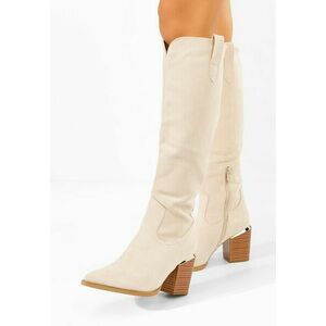 Cizme cu toc gros Jasaria bej imagine